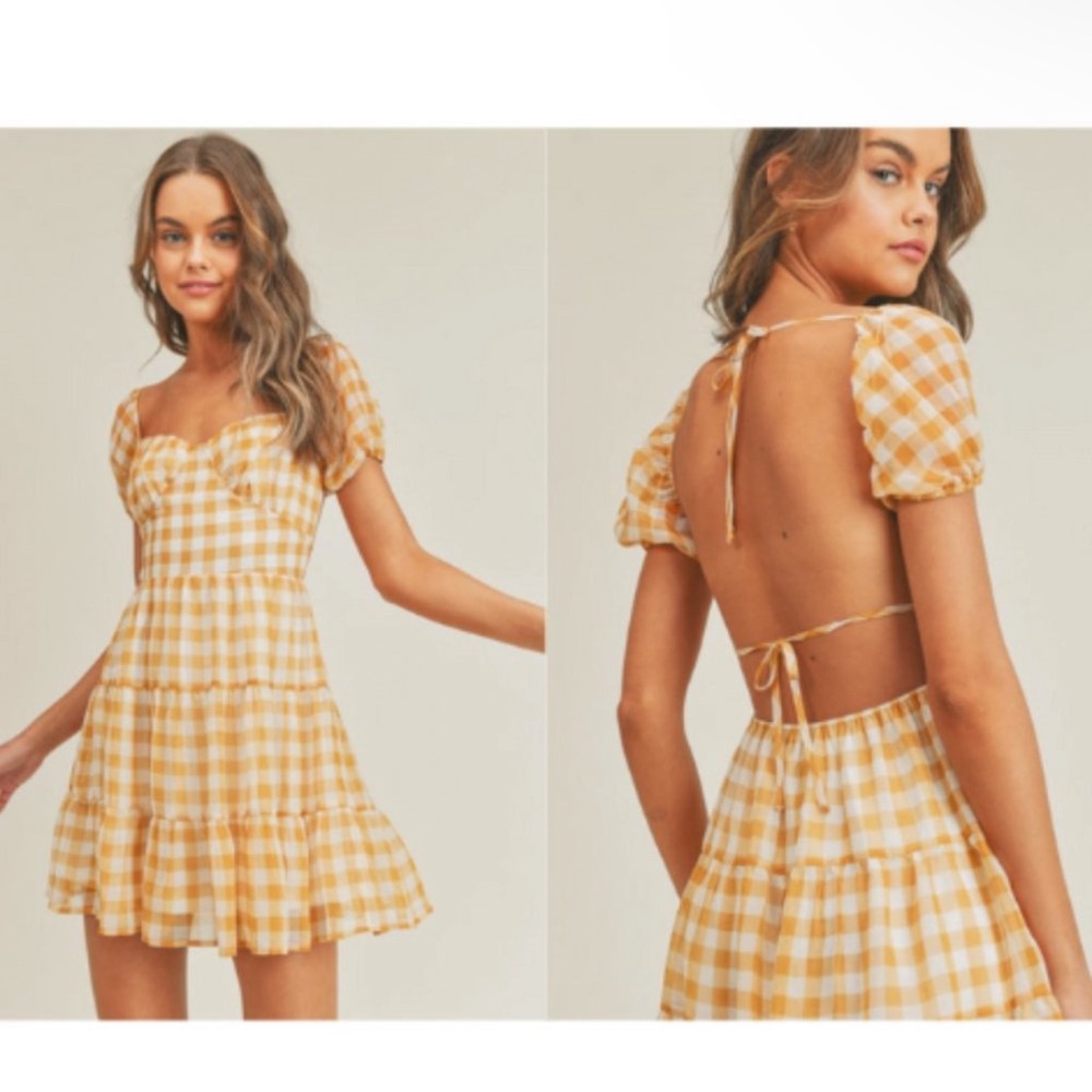 Lush gingham dress open back